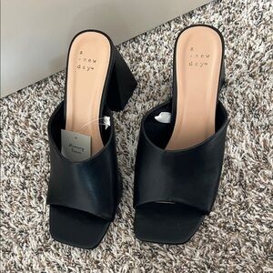 A New Day Black Open-Toe Mules